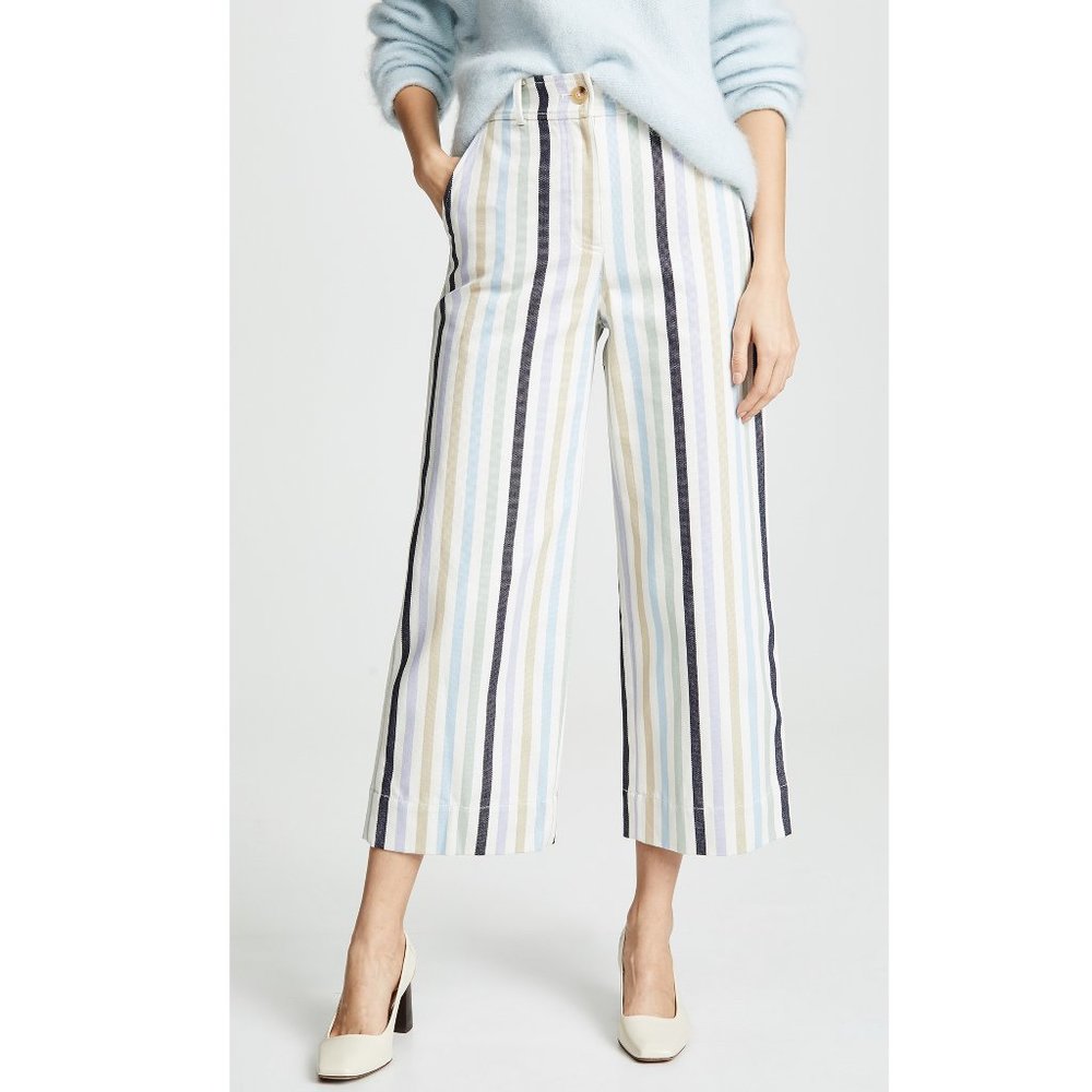 NWT Tory Burch Wide Leg Cropped Striped Pant, US 8